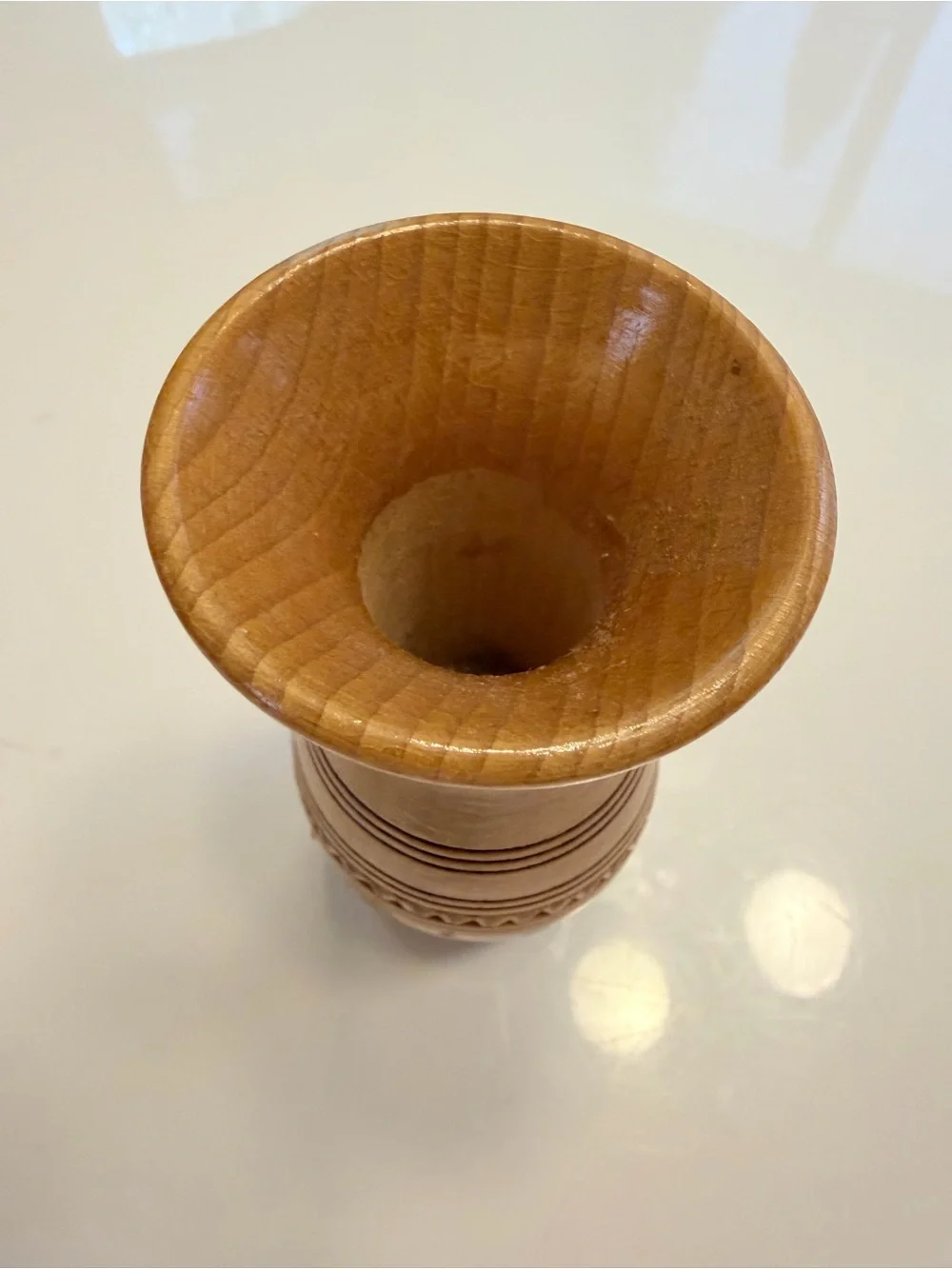 Vintage Hand Carved Wooden Bud Vase 6